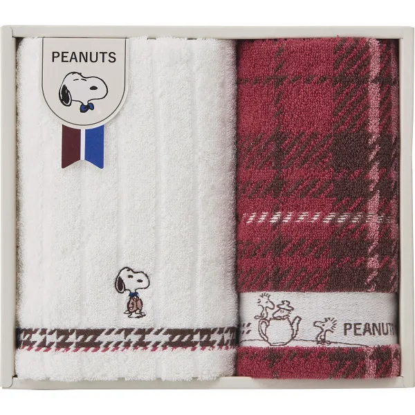 Snoopy check face wash towel set