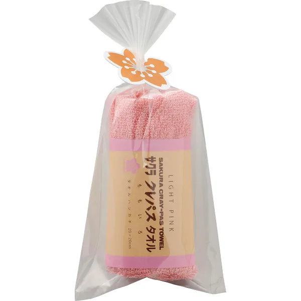 クレパスタオル タオルハンカチピンク