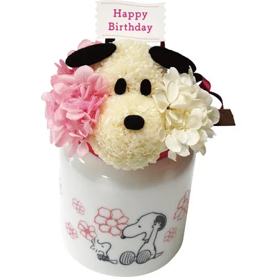 お花スヌーピーHappy Birthday