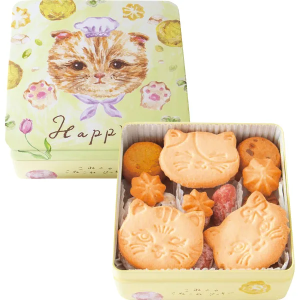 こねこのこねこねクッキー缶Happy