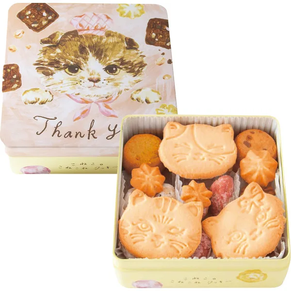 こねこのこねこねクッキー缶Thank you