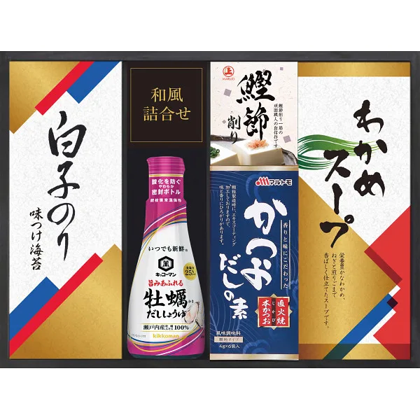 ชุดรวมซีอิ๊ว Kikkoman และสาหร่าย Shirako สำหรับโต๊ะอาหาร
