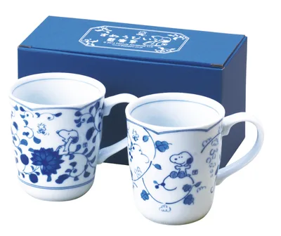 スヌーピー 藍唐草ペアマグセット