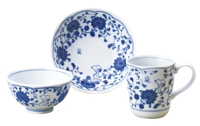 スヌーピー 藍唐草茶碗マグ鉢3点セット
