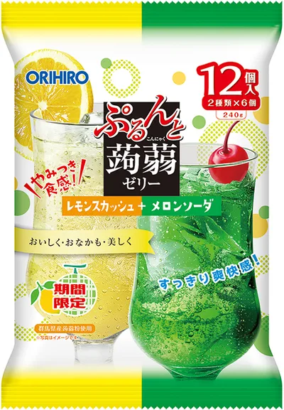 ぷるんと蒟蒻ゼリーパウチ レモンスカッシュ+メロンソーダ