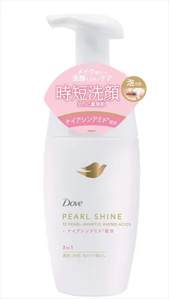 Dove Pearl Shine 3in1 Transparent Glossy Skin Foam Makeup Remover Pump