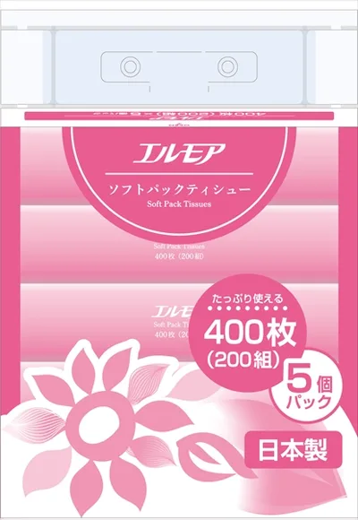 エルモア ソフトパックティシュー ピンク (5個ポリ)