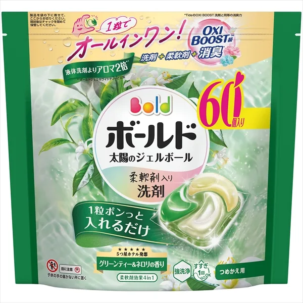ボールドジェルボール4Dグリーンティー&ネロリの香りつめかえメガジャンボサイズ
