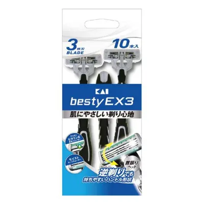 貝印 bestyEX3 剃刀 メンズ 使い捨て 10本 髭剃り T字 大容量