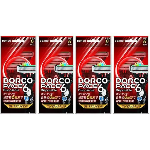 DORCO(ドルコ) PACE6 ディスポ 男性用使い捨てカミソリ6枚刃 3本入 4個セット