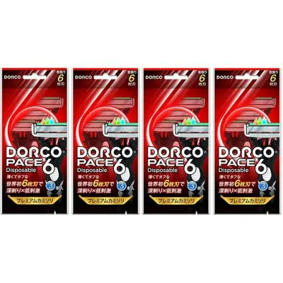 DORCO(ドルコ) PACE6 ディスポ 男性用使い捨てカミソリ6枚刃 3本入 4個セット