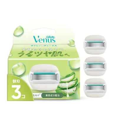 Gillette Venus ヴィーナス コンフォートグライド5 うるツヤ肌 敏感肌 5枚刃 替刃3個【ソープ付】アロエの香り 美容成分配合 カミソリ 女性用