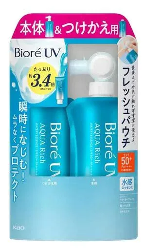 ビオレUV アクアリッチ ウォータリーエッセンス, 本体120g + 詰め替え用120g, 2個セット