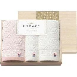 ☆日々是ふわり 今治 フェイスタオル2P&ハンドタオル(木箱入) C6055598
