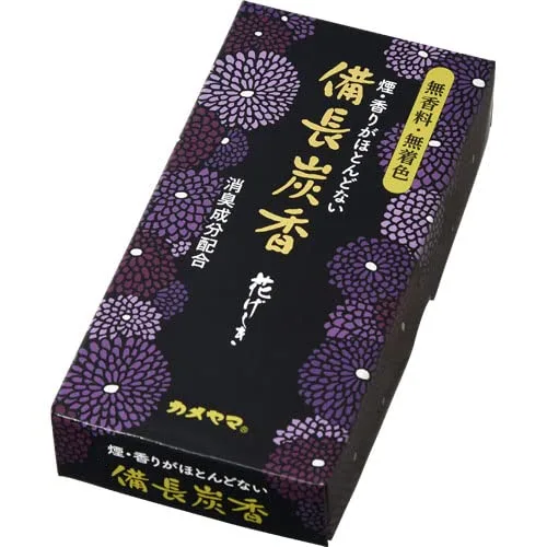 4個セット カメヤマ 花げしき 備長炭 お線香 無香料 無着色 消臭成分配合