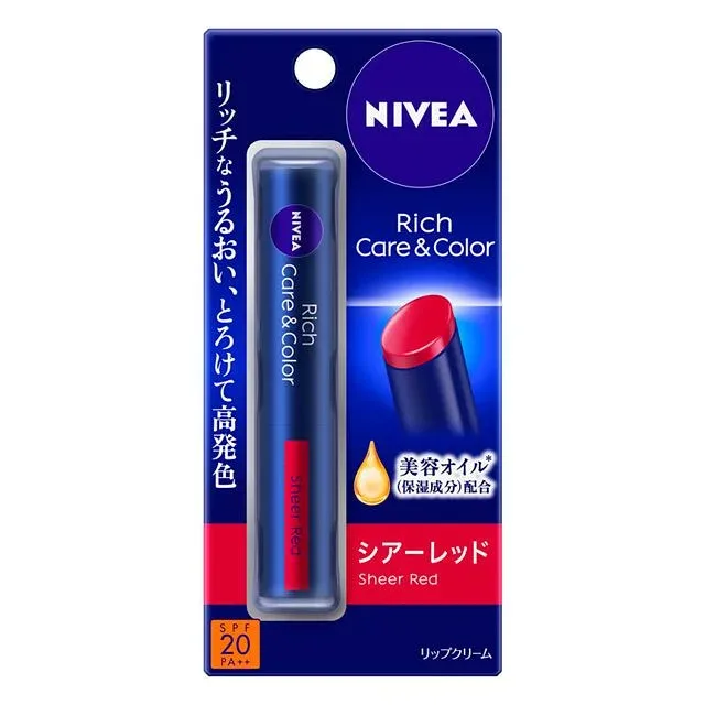 8個セット 花王 ニベア リッチケア&カラーリップ シアーレッド 2g