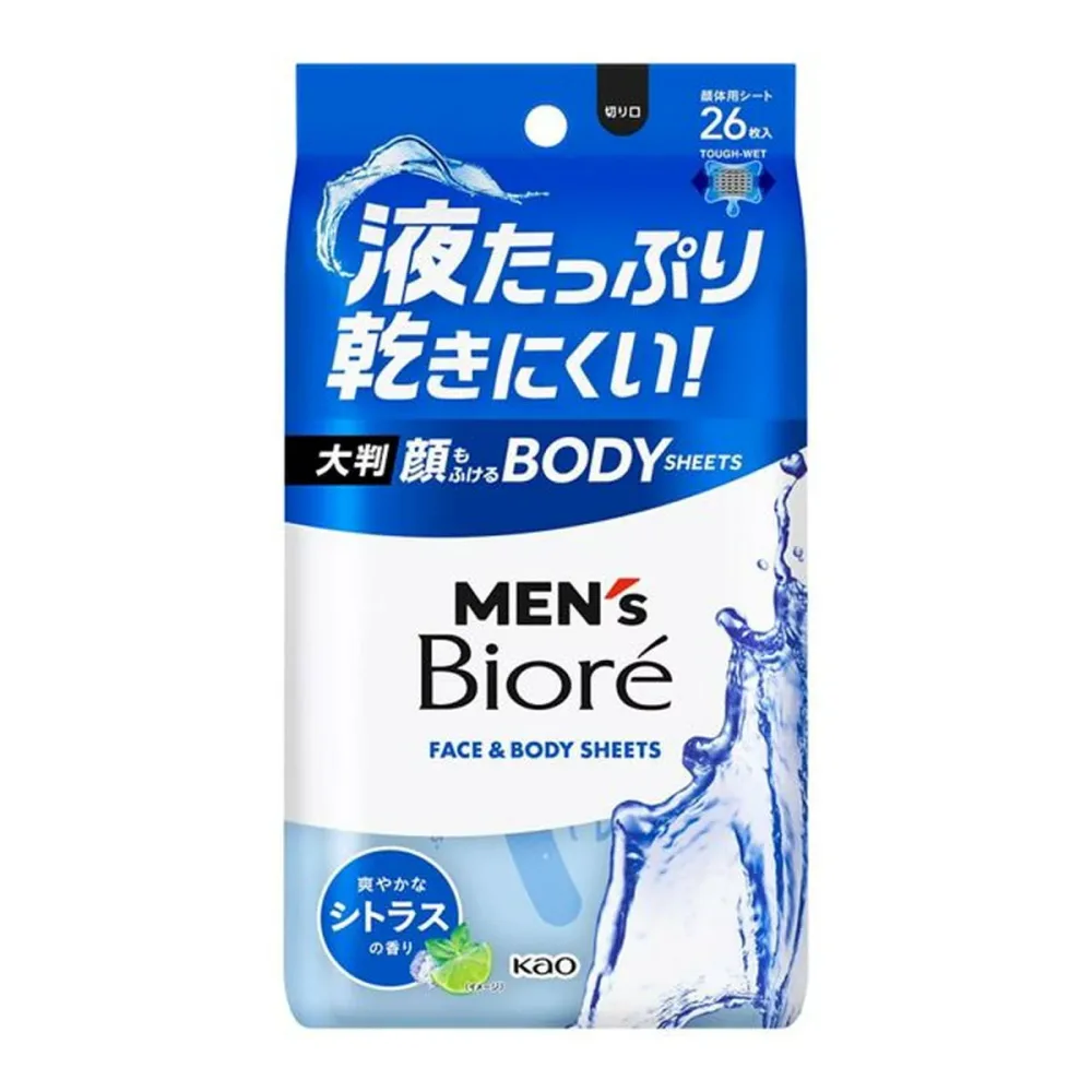 6個セット メンズビオレ 顔もふけるボディシート 爽やかなシトラスの香り 26枚