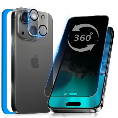 360度 覗き見防止 iPhone15 用 ガラスフィルム 覗き見防止 360 全方向 液晶保護 フィルム のぞき見 強化ガラス アイフォン 1