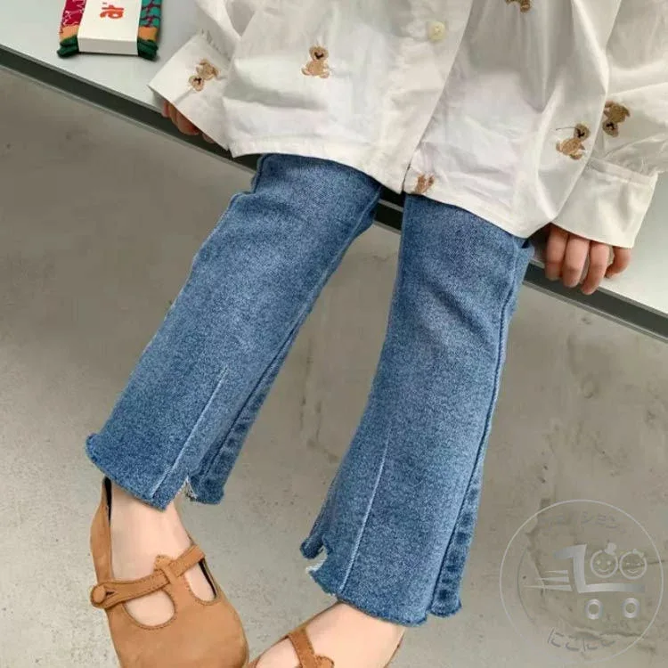 新生活 フレアパンツ ベビー デニムパンツ キッズ 女の子 ジュニア 春秋 ストレッチ 子供服 ズボン ジーンズ 女児 ジーパン カジュアル 幼稚園 140 通学 80 90 100 110 120 130 韓国