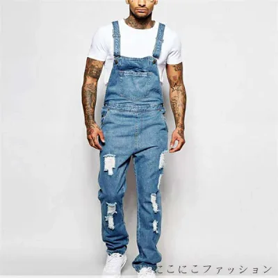 新生活 デニムパンツ メンズ サロペット デニム 大きいサイズ オーバーオール ロング ジーンズ カジュアル つなぎ オールインワン