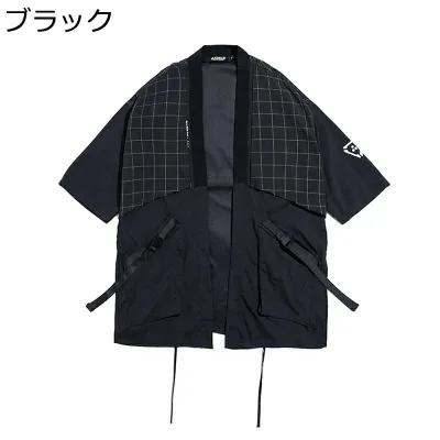 カーディガン 夏服 メンズ 7分袖 半袖 羽織 薄手 コート シャツ チェック チャイナ風 大容量ポケット 機能 ノーアイロン ゆったり おしゃれ カジュアル 軽量 通気性 お出掛け 夏 青年 無地 旅行