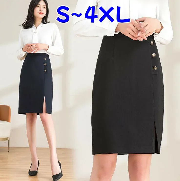 大きいサイズS~4XL レディーススカート ビジネススカート タイトスカート 通勤 オフィスOL 制服 事務服 ひざ丈スカート ハイウエスト 無地 スリット入り ヒップラップ スリム 着痩せ セクシー お出かけ 日常デート 就活 入学式 卒業式 20代30代40代50代60代