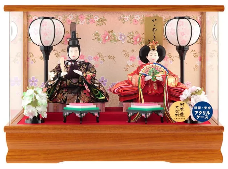 雛人形 コンパクト ひな人形 ケース飾り 親王飾り 藤翁作 姫華 豆親王 BR 金襴仕立 アクリルケース 【2027年度新作】 h083-fn-br243-234