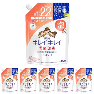 ライオン キレイキレイ 薬用 泡ハンドソープ つめかえ用 450ml×6個入り フルーツミックスの香り LION 4903301241010