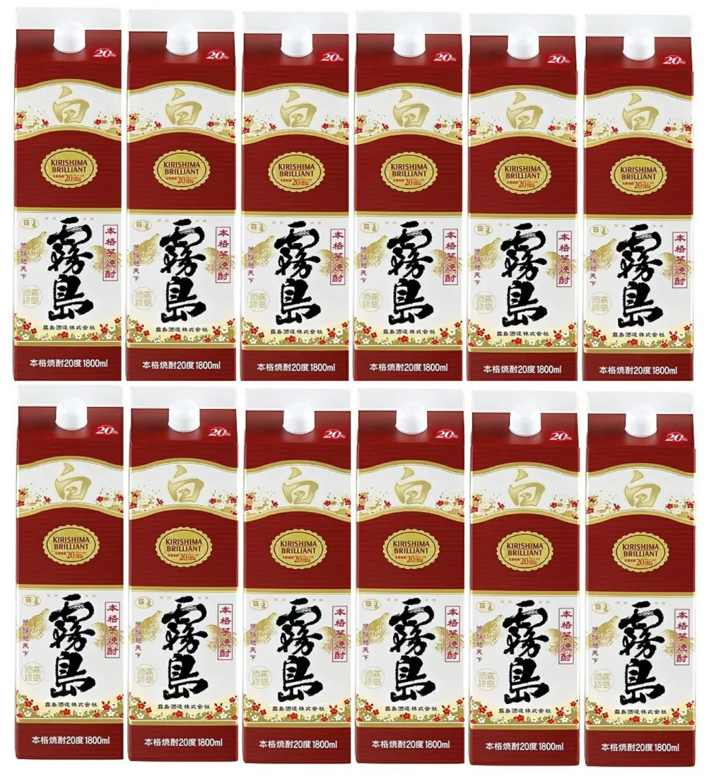 焼酎 ギフト プレゼント クリスマス 父の日 家飲み 芋焼酎 白霧島 20度 パック 1.8L 1800ml 12本(6本入り2ケース) 霧島酒造 一部地域送料無料