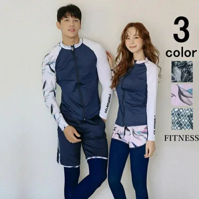 \全店舗5%OFF/水着 レディース 夏 体型カバー ラッシュガード レディース メンズ 上下セット 20代 30代 40代 フィットネス水着 セパレート かわいい おしゃれ