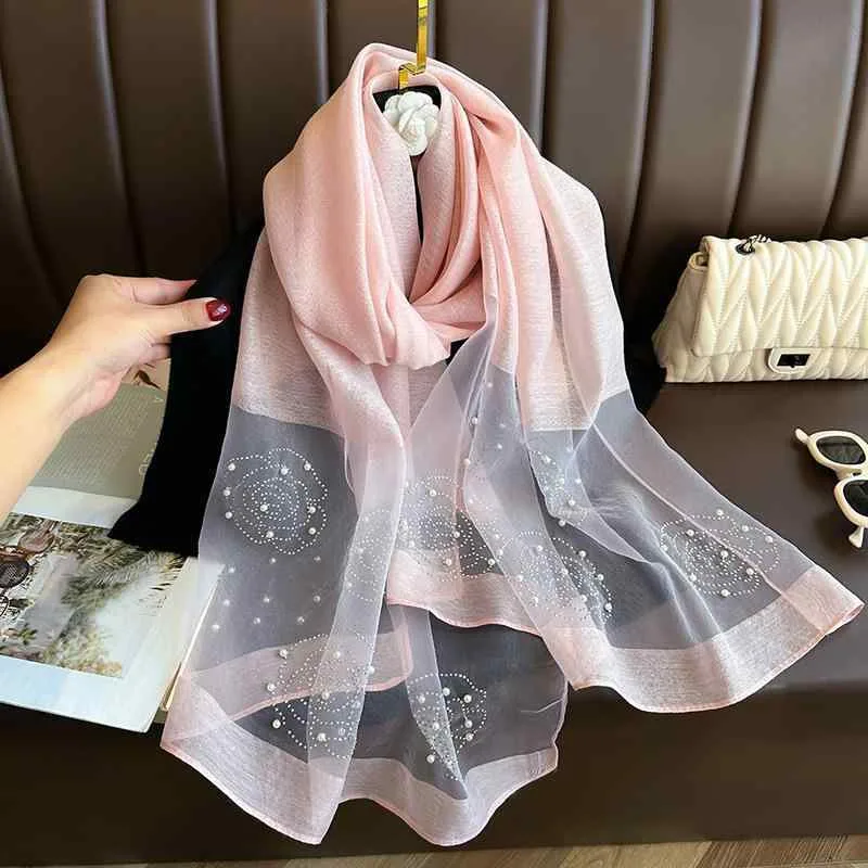 スカーフ 女性用 春夏 ローズ柄 花柄 ストーン刺繍 再生繊維 長方形 長め 遮光 透気 薄手 ビーズ レース かわいい 甘め プリンセス ナチュラル ピンク ピーチピンク ライトパープル ブラック グレー ネイビー アイボリー カーキ イエロー グリー
