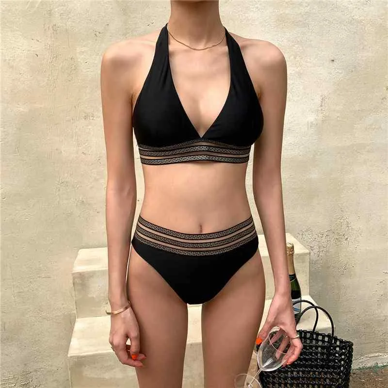 水着 レディース ビキニ スイムウェア セパレート 三角ビキニ バックシャン 露背 盛れる ノンワイヤー 胸パッド付き ナイロン 無地 黒 ブラック ビーチ 海 プール リゾート セクシー 体型カバー スリム 伸縮性 細見え