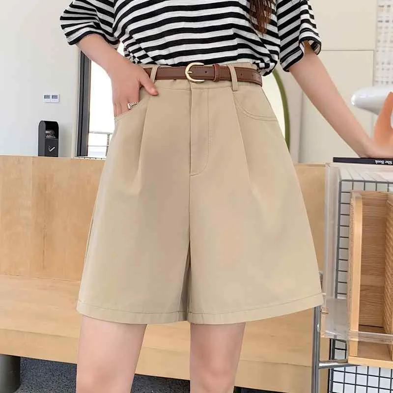 ショートパンツ ハーフパンツ レディース 高腰 涼しい レーヨン 薄手 カジュアル ベルト付き ハイウエスト 美脚 ゆったり ボトムス 夏 お出かけ デート カーキ ブラック ホワイト 20代 30代 40代 大人 かわいい