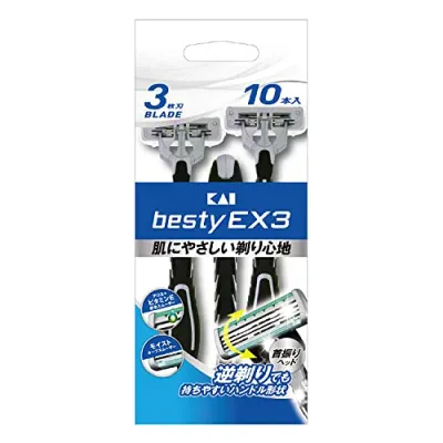貝印 bestyEX3 10本入 男性 カミソリ 髭剃り 深剃り 10本 (x 1)