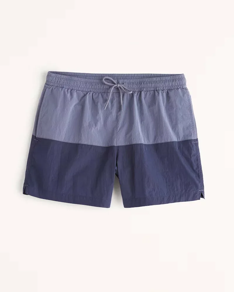 Abercrombie&Fitch (アバクロンビー&フィッチ) ライナー付き スイムパンツ 水陸両用 ショーツ ショートパンツ 水着 (Pull-On Shine Swim Trunk) メンズ (Blue) 新品