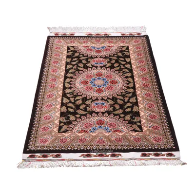 ペルシャ絨毯 イラン製 132×76cm 手織り 天然 シルク100% 長方形 草木染 高級 ナチュラル 北欧 ラグ 絨毯 マット ラグマット カーペット 床暖房対応 ホットカーペット対応 (FN-70303)
