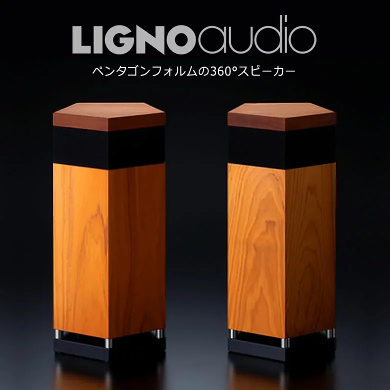 リグノオーディオ LIGNOaudio SP-50SS パッシブスピーカー 最高級木材 ヒノキ 檜 針葉樹 LIGNOTEX無垢材 リグノテックス 超硬質リフレクタ 高級感 コンパクト おしゃれ お洒落 インテリア ペンタゴン 五角形 360° 圧縮木材 LIGNOTEX 日本製 国産 送料無料