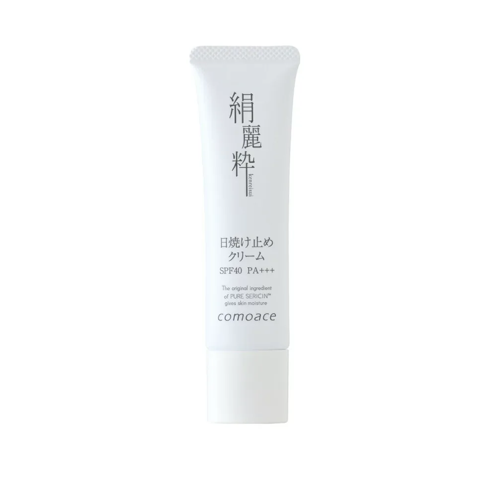 【日焼け止め】絹麗粋 モイスト-エッセンス-UV | 30g | SPF40 PA+++ | 日焼け止め クリーム SPF40 PA+++ 化粧下地 美容成分 しみ くすみ 乾燥 エイジングケア 高保湿 ピュアセリシン 無添加 コモエース セーレン