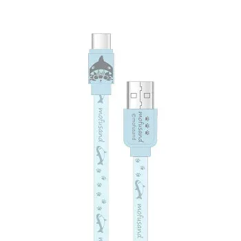 (同梱不可) mofusand USB Type-C対応同期&充電ケーブル サメにゃん MOFU-43A 絡まりにくいフラットなケーブル