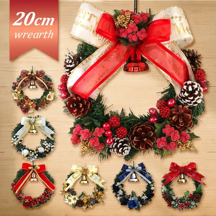 クリスマスリース 20cm レッド ゴールド ブラウン ブルー ホワイト 玄関 部屋 ドア おしゃれ かわいい 手作り 北欧 屋内 屋外 ナチュラル 上品 ゴールド 金 飾り 装飾 天然素材 造花 ローズ リボン ベル ギフト 国産