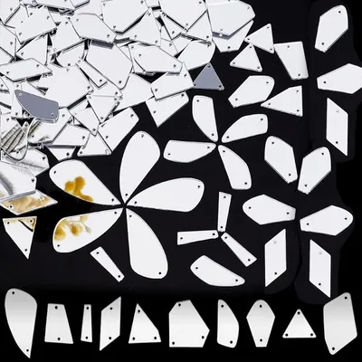 ミラーピース 約180個 透明 シェイプのアクリルミラー 縫いディアマンテラインストーン ラインストーンを縫う アクリルラインストーン DIYの衣装 ウェディングドレス 布のバッグ 靴 体操の衣装に 服装装飾 混合形状