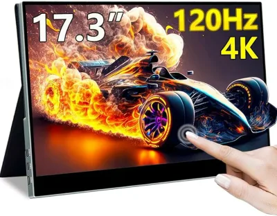 17.3インチ 4K 120Hzモバイルモニター タッチパネル 3840x2160 100%P3色域10Bits全貼合サポートMPP スタイラス サブモニターゲーミング スイッチ用 (17.3インチ4K 120Hz タッチ, 17.3)