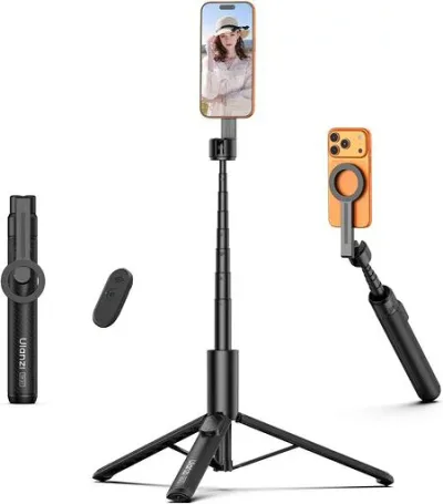 Ulanzi SK27 自撮り棒 三脚 Magsafe用【2026年・超長165cm・強力マグネット】じどり棒 スマホ 三脚スタンド 遠距離リモコン付き 8段階伸縮 角度調整 iPhone/android対応 折りたたみ式 セルカ棒 軽量 …