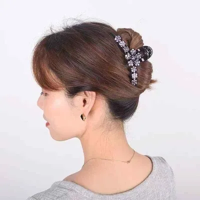 ヘアアクセサリー 抓夹 レディース 大容量 多毛用 大きいサイズ アクリル製 ラインストーン キラキラ 韓国 レトロ 星座 アップスタイル ポニーテール 紫色 パープル グレー ブラウン