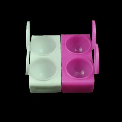 ネイル用品 ジェルネイル ツール クリスタルカップ 2連 蓋 水晶液カップ 筆洗い 洗浄容器 パレット プラスチック製 ネイルアート 彫刻用 プロ仕様 ホワイト ローズピンク