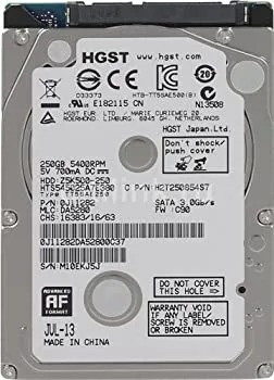 【中古】「非常に良い」【HGST】 日立 2.5インチ ハードディスク 250GB SATA 5400回転 7mm厚 HTS545025A7E380