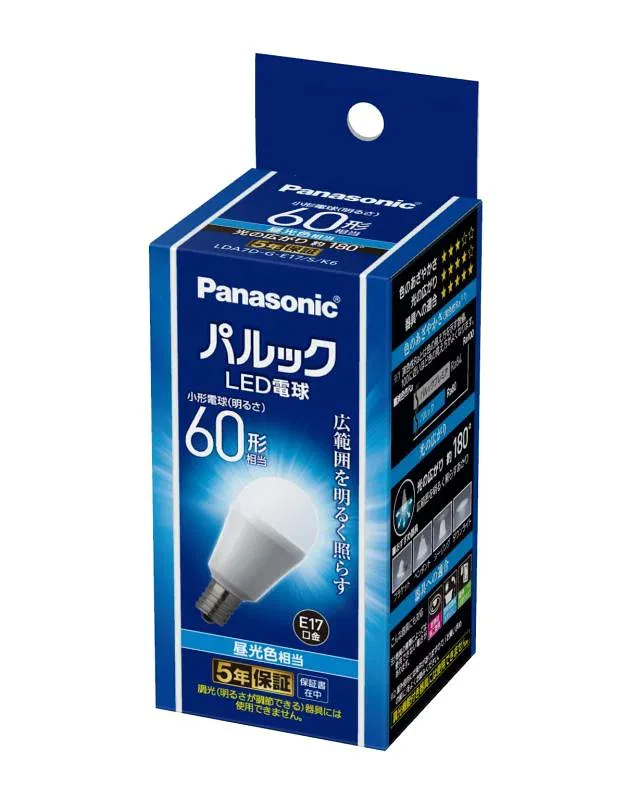 パナソニック ミニクリプトン型 パルック LED電球 口金 E17 電球60W形相当 昼光色相当(6.9W) 小形電球・広配光タイプ 1個入 断熱材施工器具 密閉器具対応 LDA7DGE17SK6