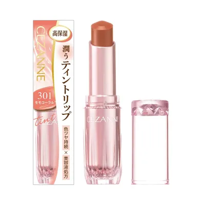 セザンヌ ラスティンググロスリップN 301 モモコーラル 3.2g 色×ツヤ×潤い続く美容液ティントリップ