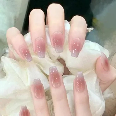 HIVOGUE ジェルネイルシール 手用 半硬化ネイルシール 硬化タイプ 貼るだけ フレンチ 初心者 ショート オフィス ES35 (ES-557)