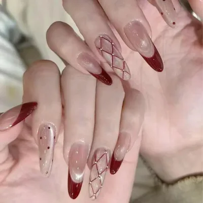 KSYN KO-KO ネイルチップ ロングネイルチップ つけ爪 ワインレッド 長め つけづめ 秋冬 繰り返し使える おしゃれ 花嫁 成人式 入学式 卒業式 結婚式 シンプル かわいい 光沢あり SP86M